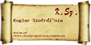 Kogler Szofrónia névjegykártya